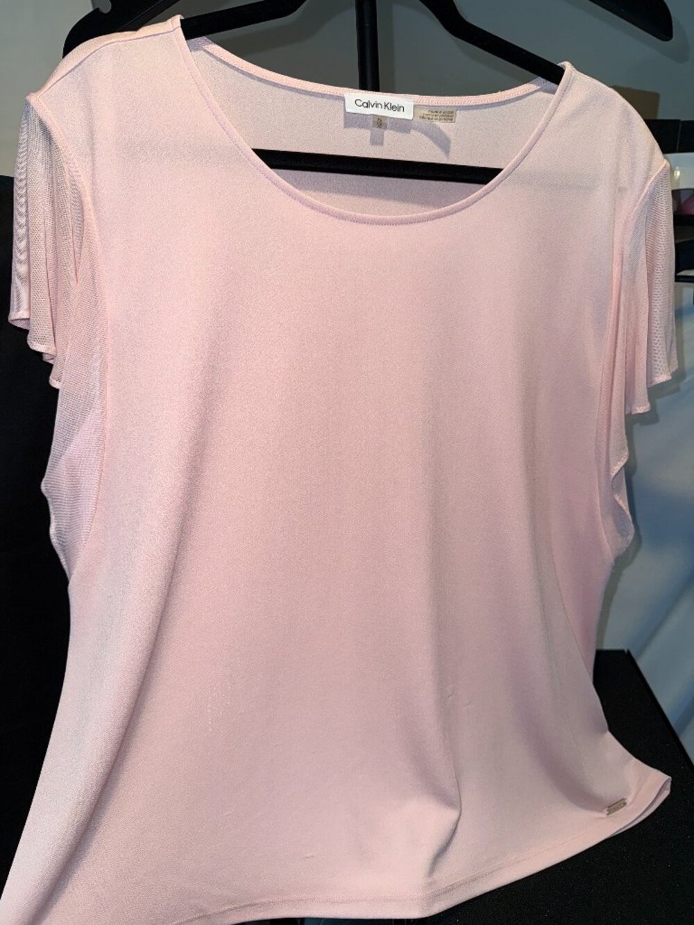 Calvin Klein XL Blush Pink Flutter Sleeve Blouse